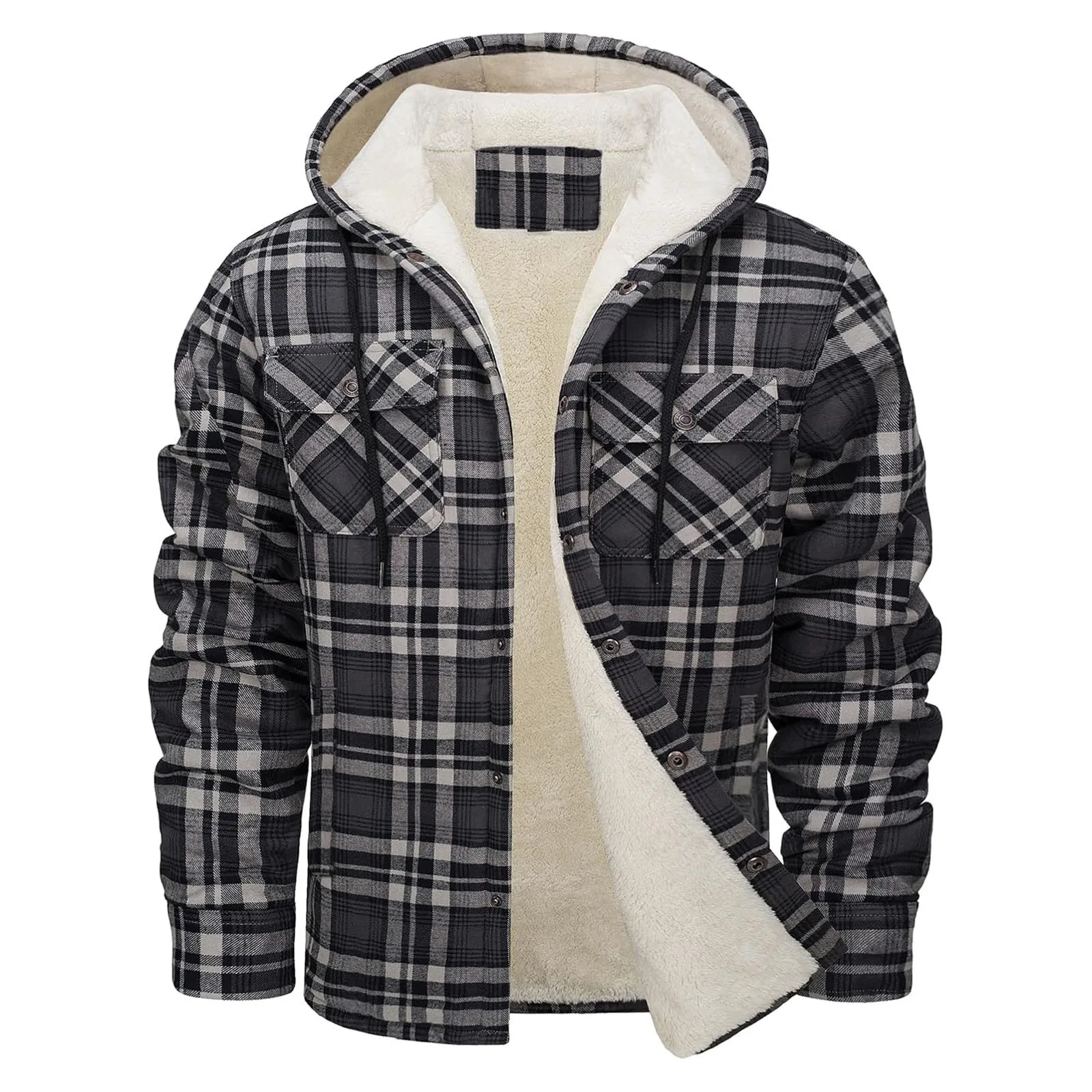 Thick Warm Flannel Hooded Jack - огляд і ціна Flannel Shirt Lined
