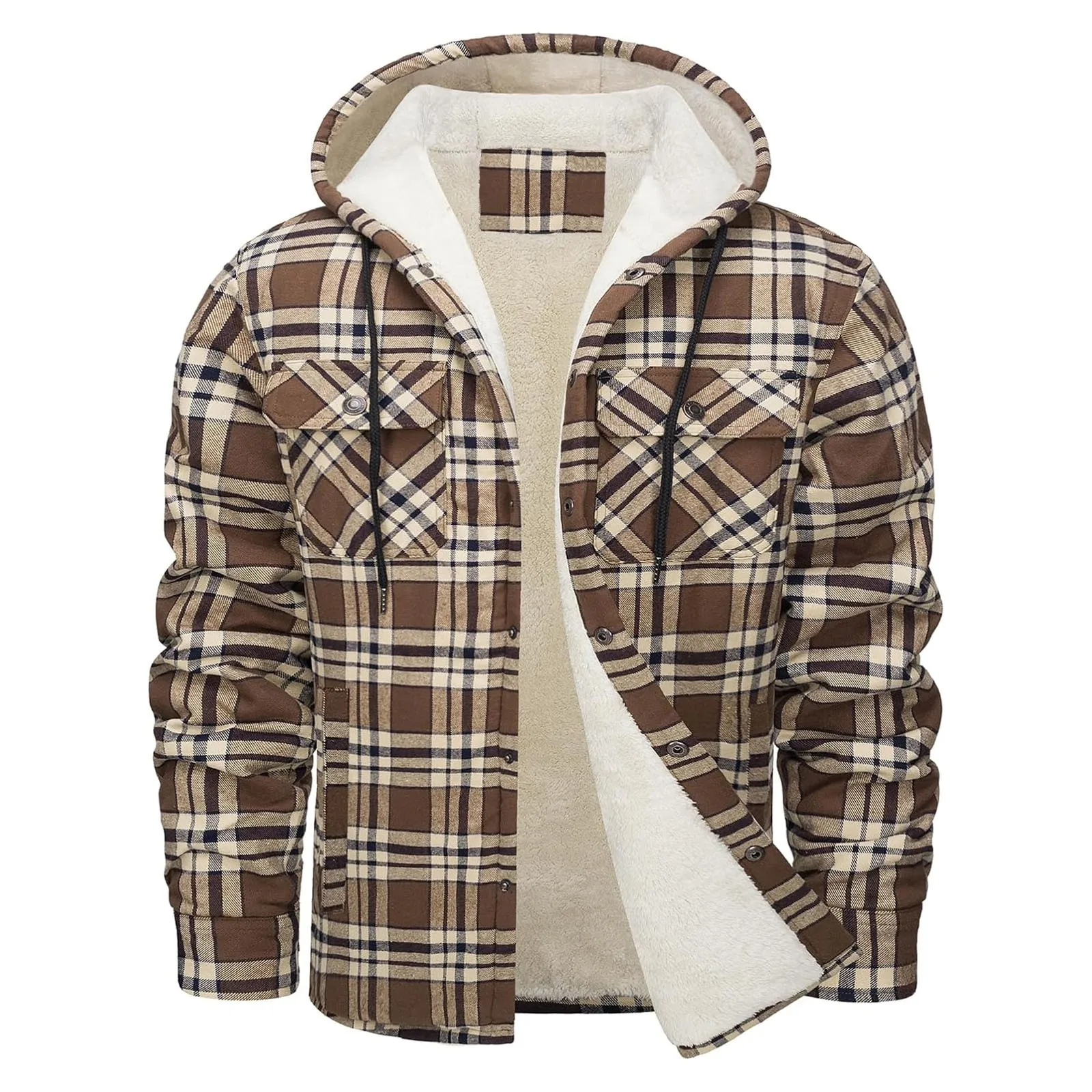 Thick Warm Flannel Hooded Jack - огляд і ціна Flannel Shirt Lined